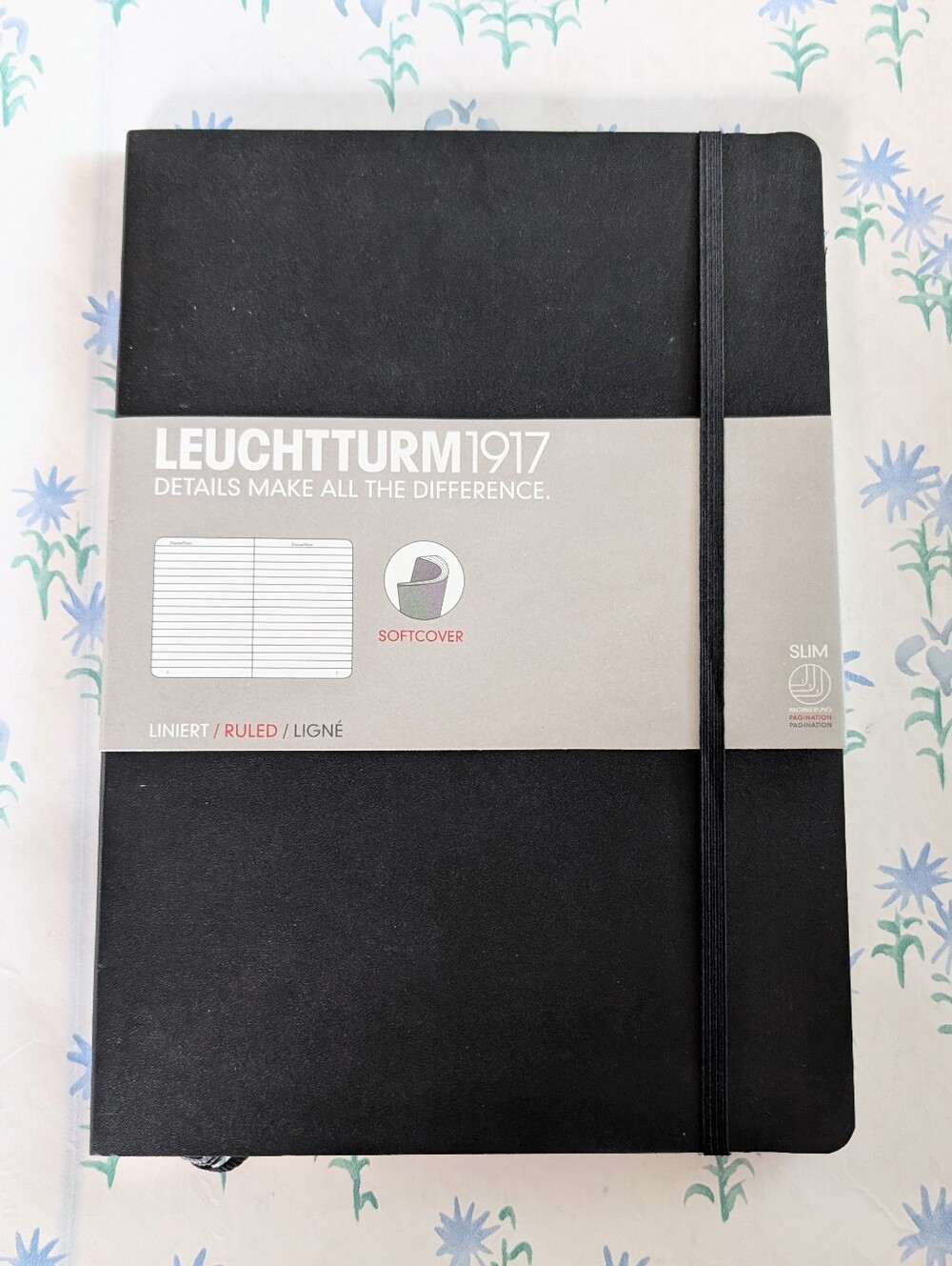 Leuchtturm 1917 Ruled Softcover Lined Notebook Black NEW Slim Journal 121 Pages